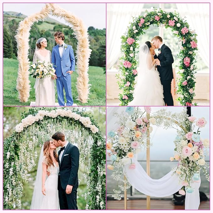 Metal Arch Backdrop Stand Set of 3 Gold Wedding Balloon Arch Frame Backdrop Stands 7.2FT, 6.6FT, 6FT for Birthday Party Garden Graduation Ceremony Baby Shower Decoration