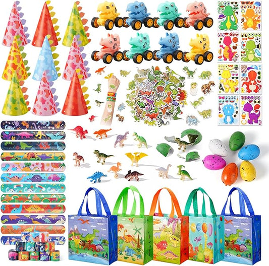 Vanblue 134Pcs Dinosaur Party Favors Dinosaur Birthday Party Decorations Goodie Bags Stuffers Fillers for Kids Birthday, Themed Party Supplies Classroom Rewards Gifts for Boys
