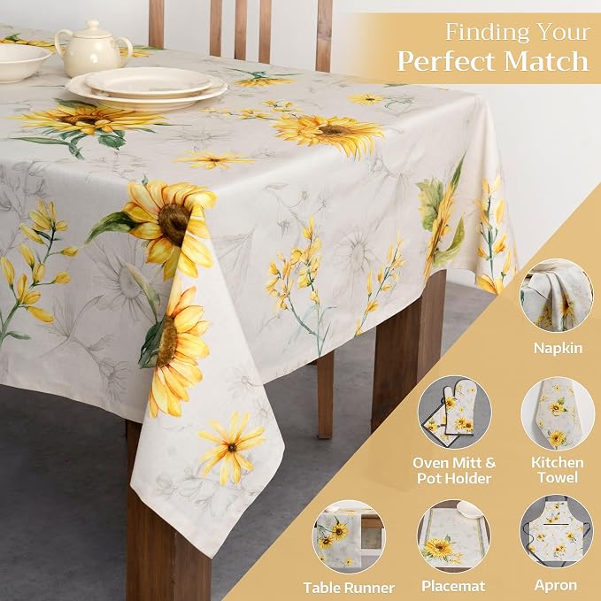 Maison d' Hermine Table Cloth Rectangle Table 100% Cotton 70 x 90 Inches Tablecloth Reusable Decorative for Dining Kitchen Room Farmhouse Party Home Hotel Restaurant Spring Summer - Candice