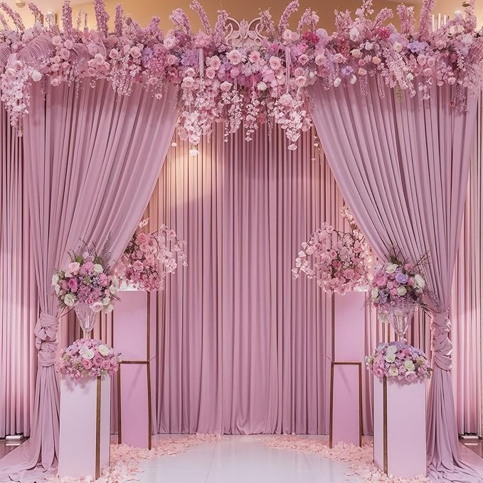 Dusty Pink Backdrop Curtain for Parties Wedding Wrinkle Free Pink Photo Curtains Backdrop Drapes Fabric Decoration for Birthday Party Baby Shower 5ft x 7ft,2 Panels
