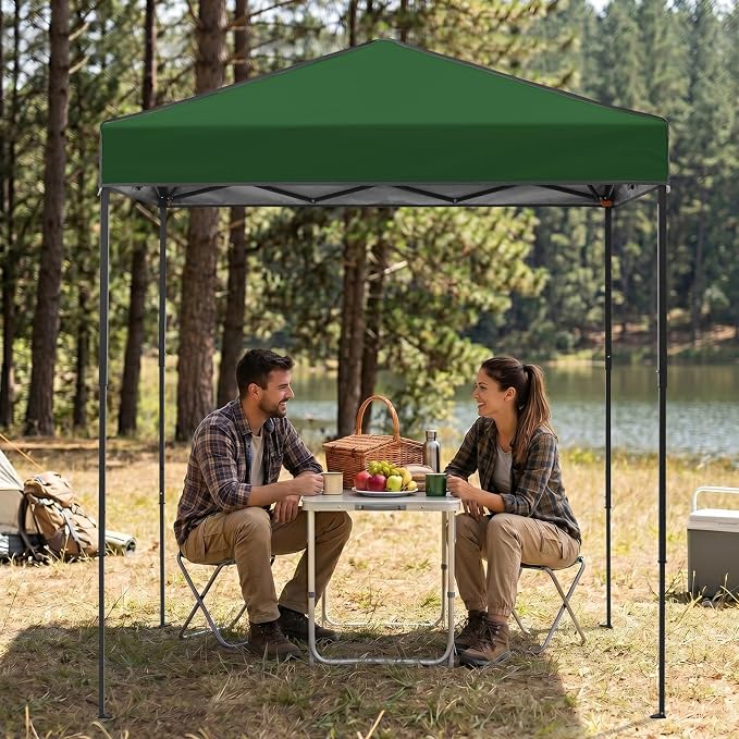 EAGLE PEAK 6x4 Instant Pop Up Canopy Tent, Straight Leg Sun Shelter, Portable Canopy with Carry Bag for Camping, Beach & Sports, Green