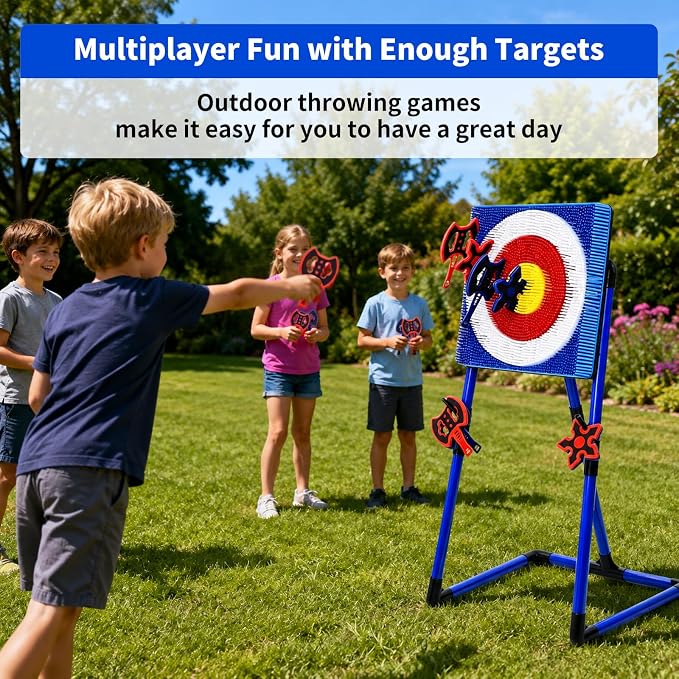 Axe Throwing Game for Backyard, 2-in-1 Axe & Dart Target Game Set with 4 Safe Throwing Axes & 6 Darts, Portable Outdoor Indoor Family Party Yard Game for Adults & Kids