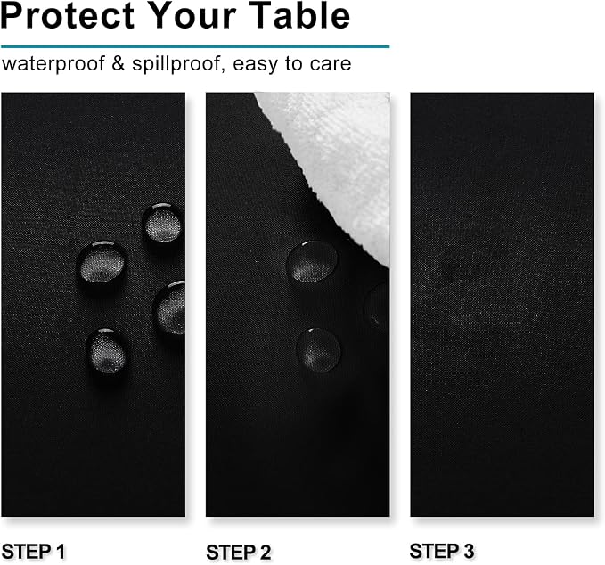 Hiasan 2 Pieces Black Tablecloth Rectangle - Waterproof and Wrinklr Resistant Washable Polyester Fabric Table Cloth for Dining Room and Outdoor Use, 70 x 120 Inch