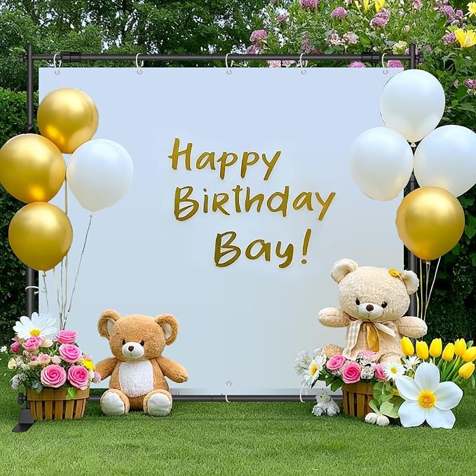 8 x 8 FT Banner Stand Kit, Adjustable Backdrop Stand for Parties, Heavy-Duty Photography Step and Repeat Stand with Portable Bag for Birthdays, Promotions, Exhibitions (Banner Not Included)