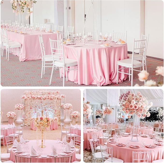 8 Pack Pink Round Tablecloth 90 Inch Pink Table Cloth for Round Tables,Washable Polyester Fabric Stain and Wrinkle Resistant Decorative for Summer Wedding Party Dining Banquet