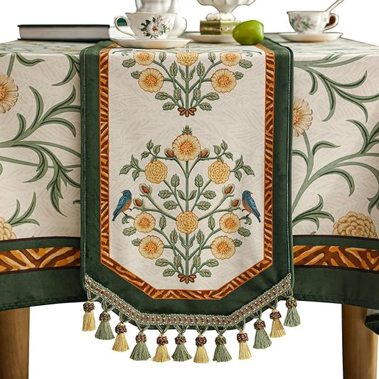 Velvet French Table Runner Farmhouse for Home Kitchen Dining Decor Parties Family Dinners Wedding 12"*118"