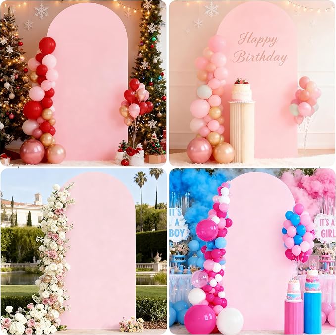 Wedding Arch Backdrop Stand and Cover Set, 6.6 FT Metal Balloon Arch Backdrop Stand for Ceremony Parties Birthday Baby Shower Graduation Decoration