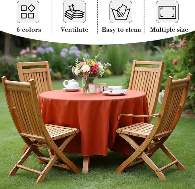 Fitable 6 Pack Rust 70 Inch Round Tablecloth - Stain Resistant and Washable Table Cover, Polyester Fabric Table Cloth for Wedding, Party, Banquet, Formal Events