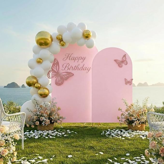 Toolterritary Metal Arch Backdrop Stand and Cover Set, 8FT, 7.2FT Party Backdrop, Easy to Assemble, Backdrop Stand for Parties, Birthday, Baby Shower
