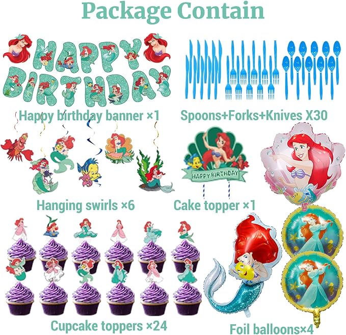 Cartoon Birthday Decorations, Include Backdrop Tablecloth Banner Balloons Hanging Swirls Tableware Set Cake Cupcake Toppers Stickers