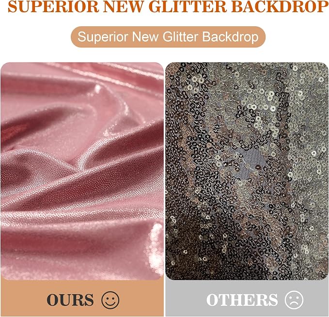 10x10ft Thick Rose Gold Glitter Backdrop Curtain Panels for Parties, Wrinkle Free Sequin Sparking Photo Backdrop Drapes, 2 Panels 5x10ft Shimmer Back Drop Cloth for Wedding Birthday Photography