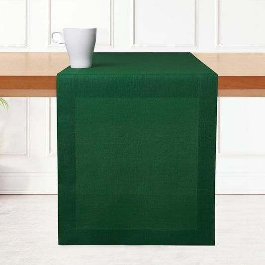 Classic Linen™ by D'Moksha Eden Green Table Runner 120 Inches Long, 100% Pure Linen, 14 x 120 Inch Table Runner for Dresser, Dining- Mothers Day, Spring, Summer