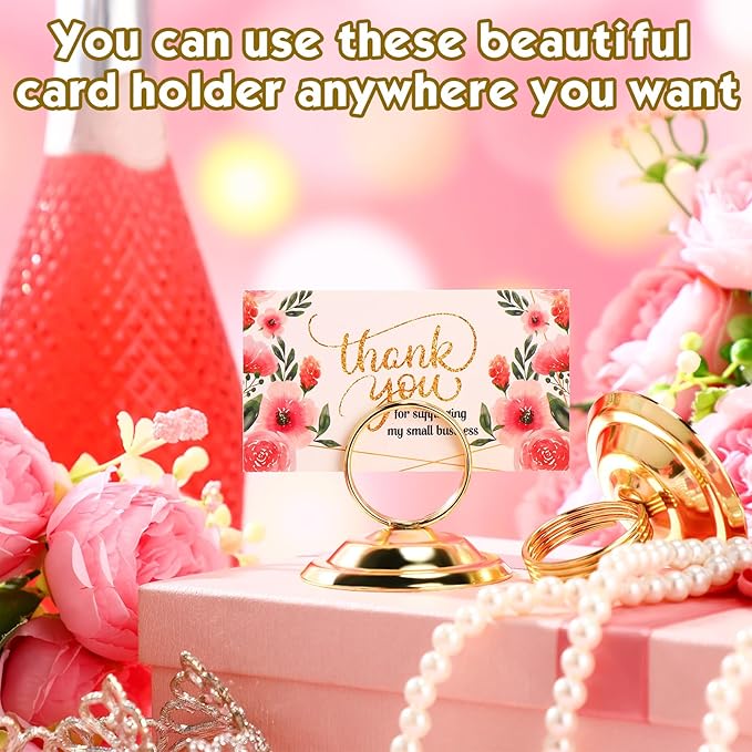 MotiMind 24 Pcs Table Number Holders-Metal Place Card Holders Table Number Stands Tabletop Sign Stands for Photos, Menu, Memo, Notes, Wedding, Restaurant, Banquet, Birthday(Gold)