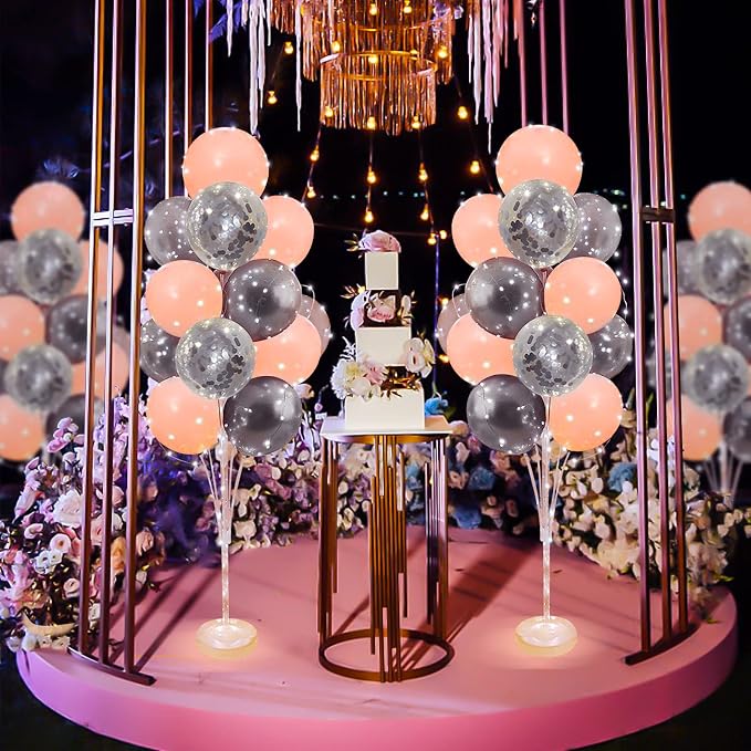 Cicicooie Balloon Stand for Floor with Lights 2 Set Centerpieces Balloon Holder Decoration for Pink Party Decoration Wedding Birthday Women Bachelorette Party