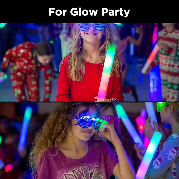50Pcs Foam Glow Sticks Bulk Party Pack,L16" Big Led Light Up Foam Sticks with 3 Flashing Effect, Glow in The Dark Party Supplies Favors for Wedding, Adults/Kids Birthday, Disco Dance Floor, DJ