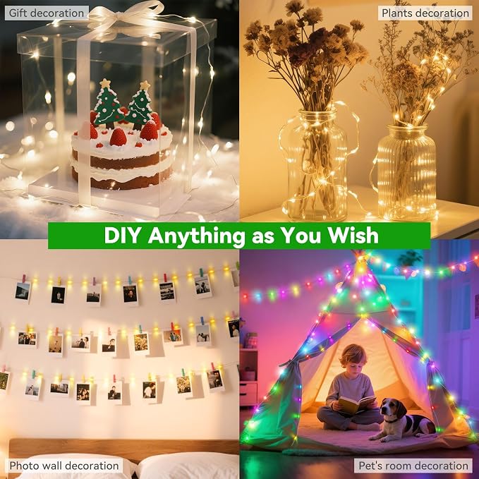 LitHome 300LED 99FT Led Fairy Lights Plug In, Color Changing Fairy Lights with Remote, 9 Modes Led Christmas Twinkle Lights Indoor Dimmable, RGB Christmas Fairy String Lights for Xmas Home Party Decor
