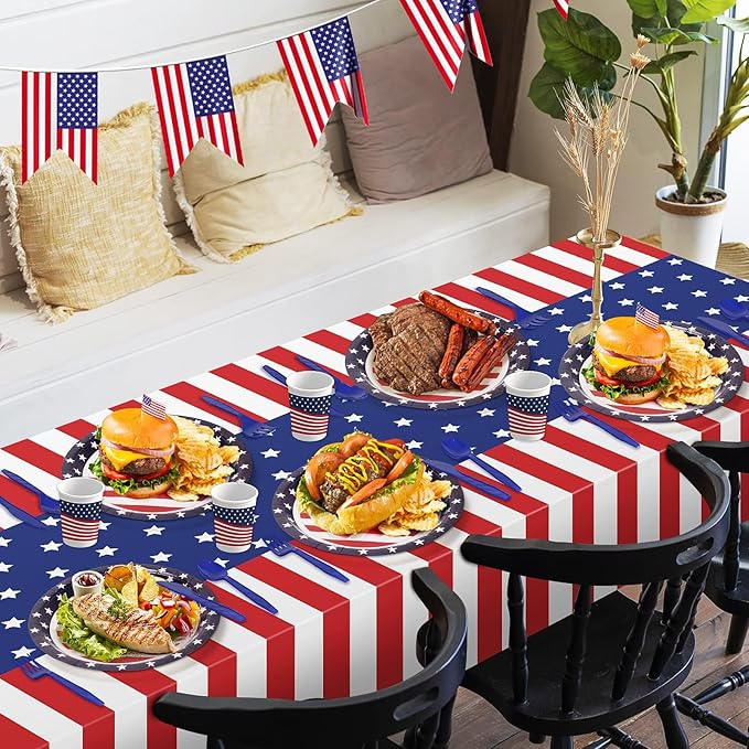 Childom 152 Pack 4th of July Decorations,Patriotic 4th of July Plates Set | Fourth Of July Decorations,250th Anniversary Patriotic Decorations,Red White And Blue Decorations For Labor Day Veterans Day