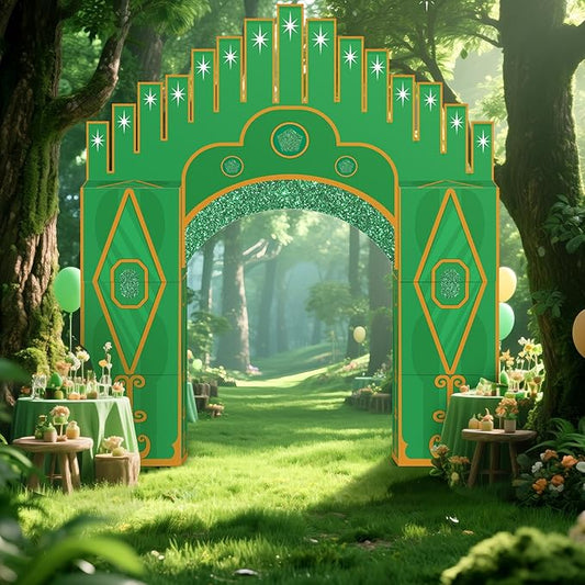 Bucherry 7 Pcs Emerald Cardboard Castle Green Wizard Playhouse Large Wizard Party Decorations 43" Green Emerald Fort Boxes Decorations for Magical Witch Fairy Photo Props Supplies Birthday Gift