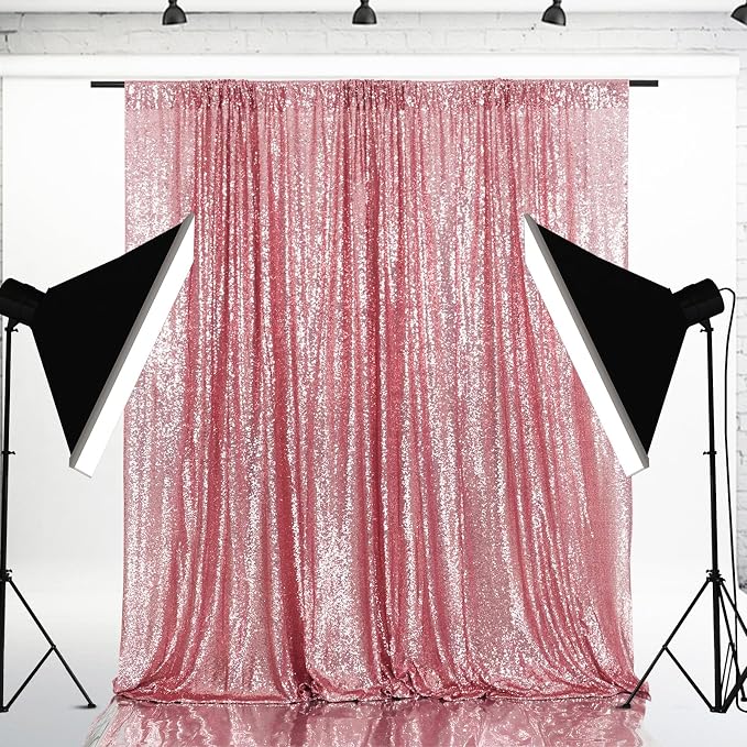 Eternal Beauty Fuchsia Pink Sequin Backdrop, 20x10 Ft Glitter Background Curtains for Mother's Day Shimmer Photography Party Wedding Birthday Back Drop Decor