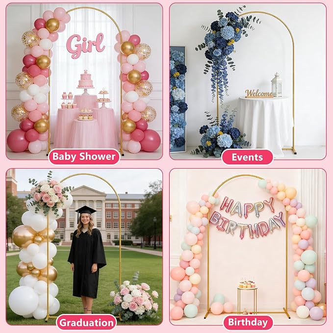 7.2FT Arch Backdrop Stand,Wedding Arch Backdrop Stand,Balloon Arch Stand Metal Frame for Birthday Wedding Baby Shower Party Garland Ceremony Decor