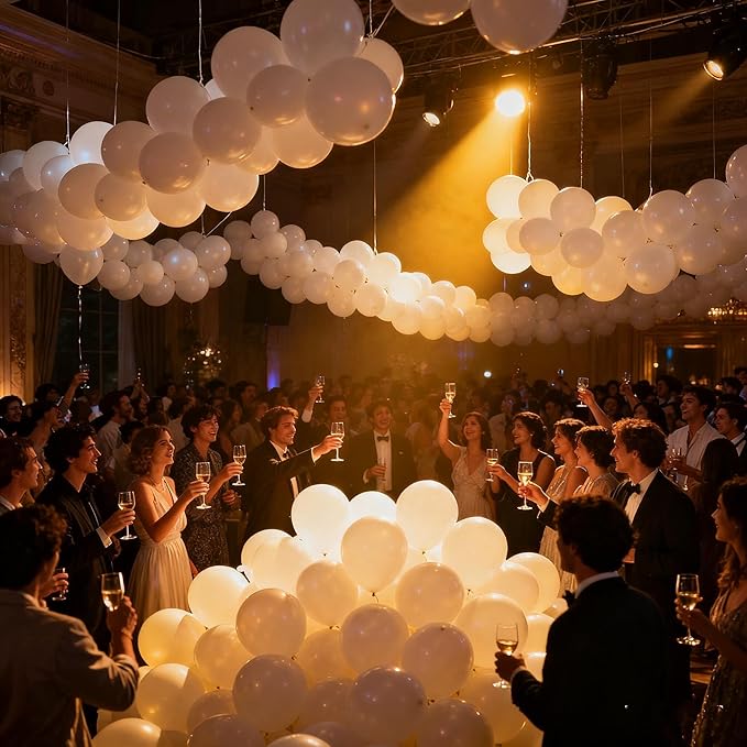 160Pcs White Balloons 12 Inch Latex Balloons for Baby Shower Birthday Wedding Party Decorations