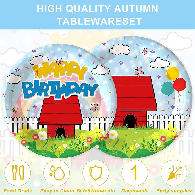 Cartoon Dog Red House Party Supplies Cartoon Tableware Set Kids Boys Girls Birthday Party Decoration Red and Blue Disposable Tableware Party Kids Decoration