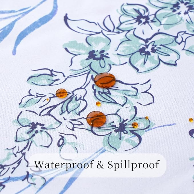 Outdoor Tablecloth, Washable Waterproof Table Cloth for Rectangular Tables, Blue Green Watercolor Print Table Cover for Dining, Farmhouse, Easter, Party, Patio - 72''x54''