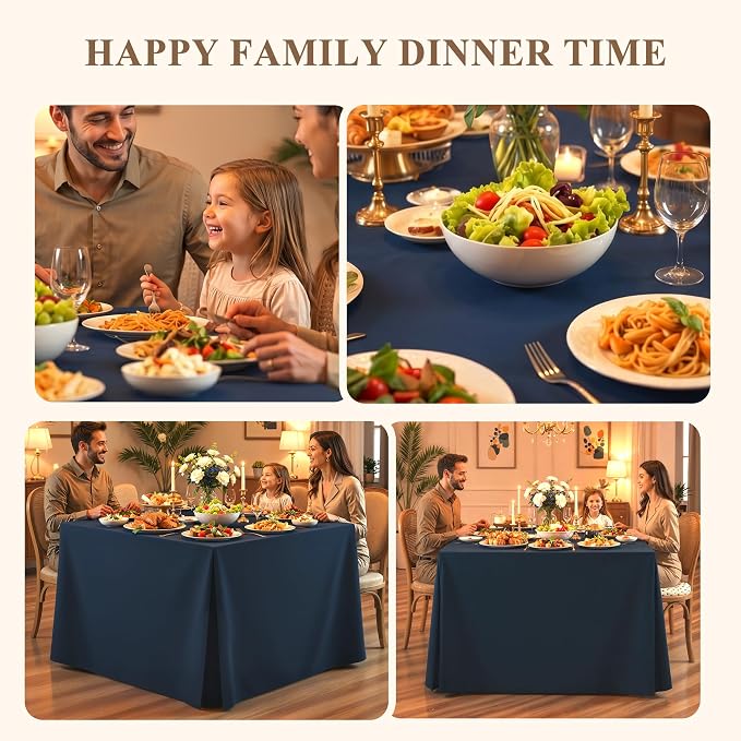 Shillance 1 Pack Navy Blue Square Tablecloth for 34x34 Inch Card Table Cover Waterproof Oil-Proof Spill-Proof Polyester Square Fitted Tablecloth for Wedding Parties Display Trade Show