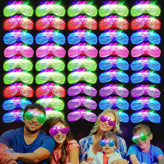 SHQDD 38PCS LED Glasses, Light Up Glasses, 5 Colors, 3 Light Modes, Glow in The Dark Party Supplies, Neon Party Favors for Birthday Gifts, Party Decorations, New Year, Carnival
