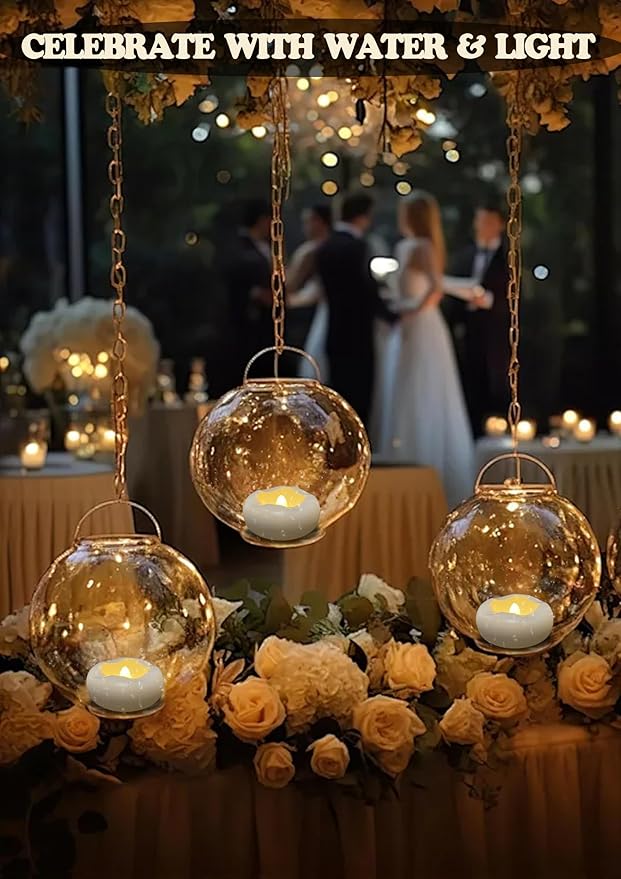 Floating Candles, Water-Activated 2.3" Flameless LED Candle 150+ Hours Waterproof Plastic White Battery Operated Candle for Centerpieces, Cylinder Vases Table Decorations Wedding Pool Party 12 Packs