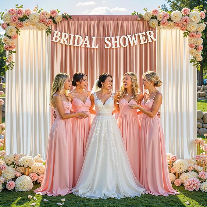 40x10ft Rose Gold Glitter Backdrop Curtain for Parties, Wrinkle Free Satin Photo Backdrop Drapes 8 Panels 5x10FT Shimmer Back Drop Cloth for Wedding Birthday Baby Shower Photography Background Decor