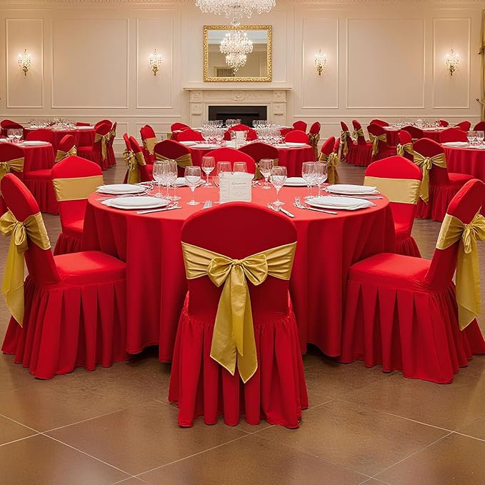 VEVOR Chair Covers, Polyester Spandex Chair Cover, Stretch Slipcovers for Wedding Party Dining Banquet Flat-Front Chair Covers (Red-d, 30PCS)
