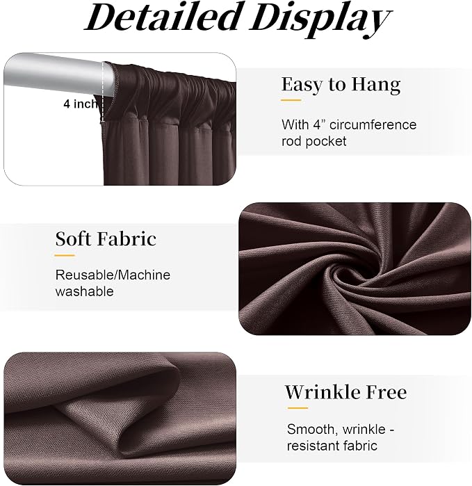 50ft x 12ft Brown Backdrop Curtains for Parties, Wrinkle Free 10 Panels Photo Backdrop Drapes Back Drop Cloth for Wedding Birthday Photography Background Decor