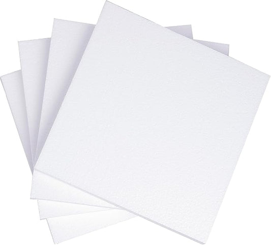Silverlake 10x10x1 Craft Foam Squares for Styrofoam Board Projects (4-Pack)