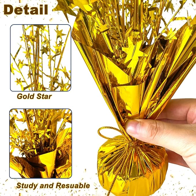 FUBININA 12 Pack Metallic Foil Spray Centerpiece Star Table Decoration Burst Table Centerpieces for Birthday New Years Nye Wedding Anniversary Graduation Holiday Party Supplies Decor, Gold