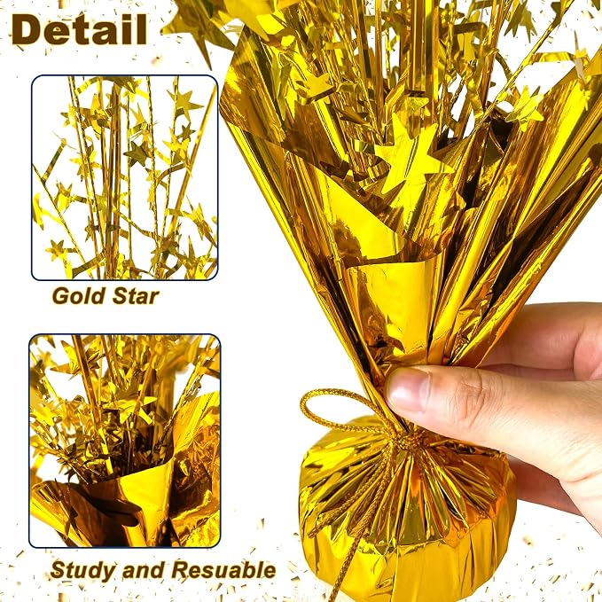 FUBININA 18 Pack Metallic Foil Spray Centerpiece Star Table Decoration Burst Glitter Tabletop Centerpieces for Birthday Christmas New Years Nye Wedding Graduation Holiday Party Supplies Decor, Gold