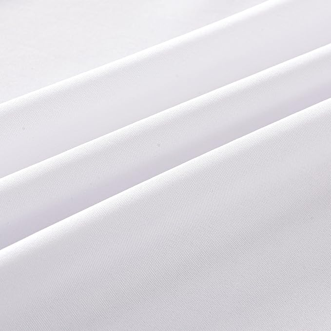 2-Pack Round 120-inch White Table Cloths, Solid Stain and Wrinkle Resistant Circular Tablecloth, Premium Plain Weave Polyester Fabric Table Linen Covers for Hotel, Banquet
