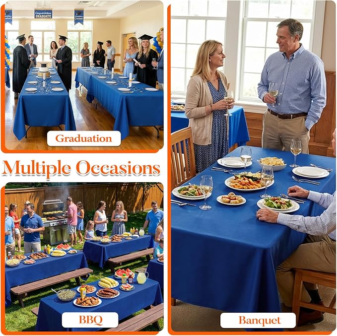 10 Pack Royal Blue Tablecloth 60x126 Inch Royal Blue Table Cloth for 8 Foot Rectangle Tables, Wrinkle Resistant Rectangular Tablecloth Washable Polyester Fabric Table Covers for Party Banquet Wedding