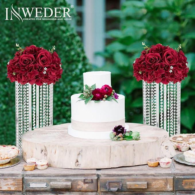 Red Roses Flowers Balls for Centerpieces: 6 PCS 11.8" Diam Flower Centerpieces for Tables in Wedding Reception Decorations Arrangement for Party Celebration Planners