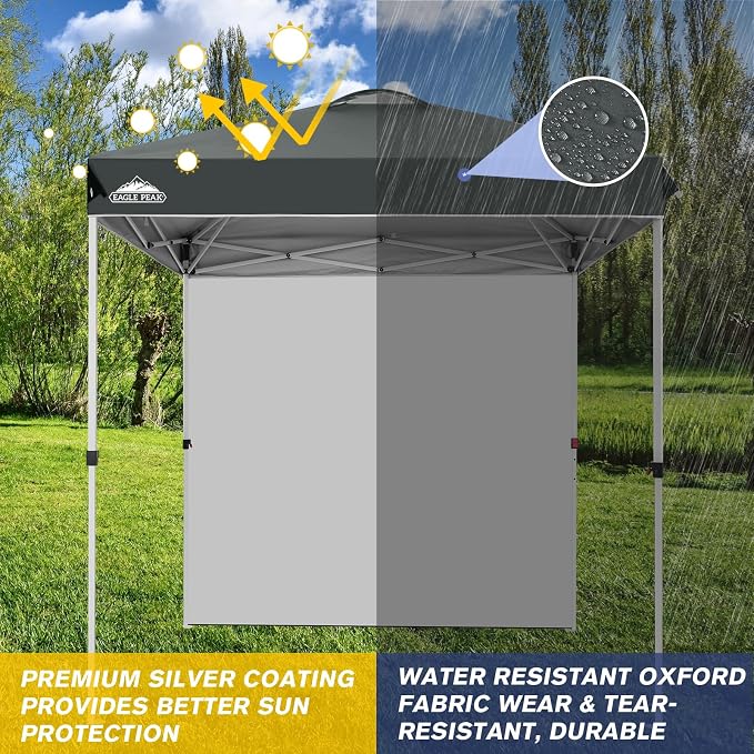 EAGLE PEAK Commercial Canopy 6.6x6.6 Pop Up Canopy Tent with 1 Sidewall, Easy Setup Heavy Duty Instant Event Shelter for Vendors & Markets, Outdoor Sun Shade, Gray