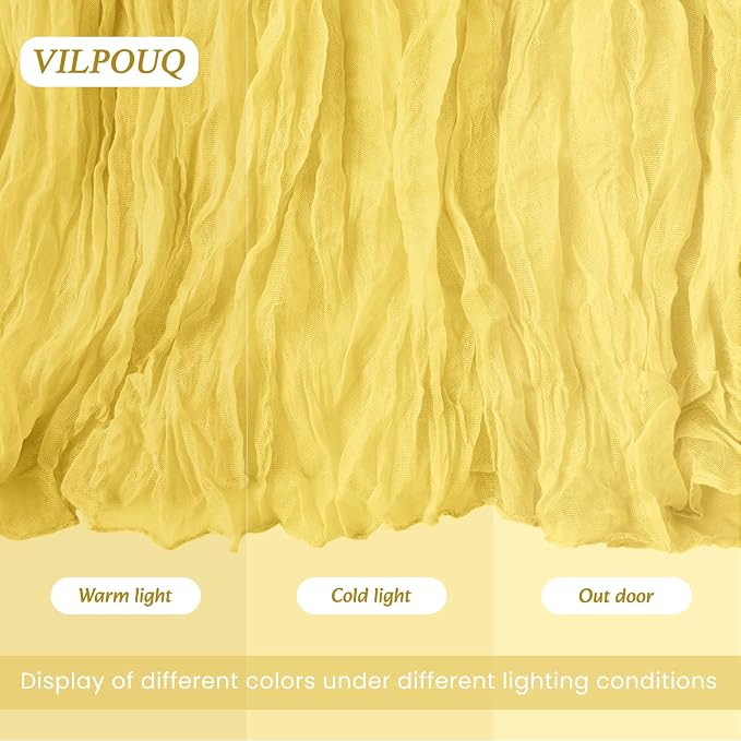 12 Pack Light Yellow Cheesecloth Table Runner 21x120 Inches, Boho Gauze Rustic Semi Sheer Cheese Cloth Table Runners for Easter Wedding Bridal Baby Shower, Birthday Party, Long Farmhouse Table Decor