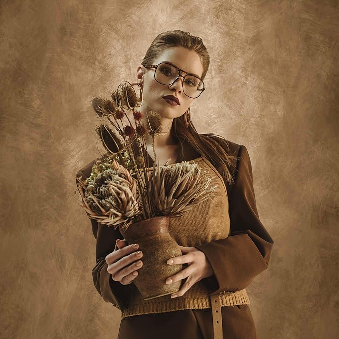 Abstract Professional Photography Backdrop for Portrait Photo Props Booth Background Photoshoot Studio with Polyester Fabric Roller Pocket on Top (8x14ft,Brown,No Stand)