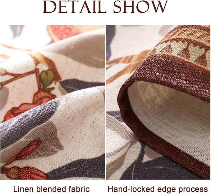 patdrea Vintage French Linen Tablecloth,Rectangular,110"x63" | Elegant Beautiful Table Cloth for Rectangle Table,Natural Floral Block Print,for Dining Room Tea Party Thanksgiving