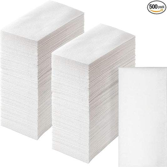 Artstyle Disposable Hand Towels for Bathroom, White Linen-Feel Guest Towels, Soft and Absorbent Dinner Paper Napkins, 12-inch x 17-inch, 500 ct.