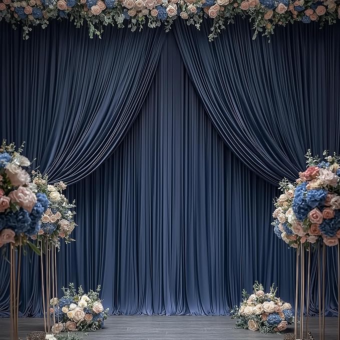 20ftx12ft Navy Blue Backdrop Curtains for Wedding-Wrinkle Free Backdrops Curtain Drapes Fabric Decorations Photo Back Drop Cloth for Baby Shower Photography 4Panels 12ft(H) x 5ft(W)