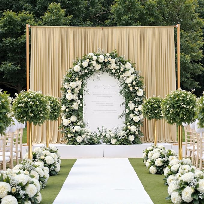 10ftx12ft Beige Backdrop Curtains for Wedding-Wrinkle Free Backdrops Curtain Drapes Fabric Decorations Photo Back Drop Cloth for Baby Shower Photography Stage Reception 2Panels 12ft(H) x 5ft(W)