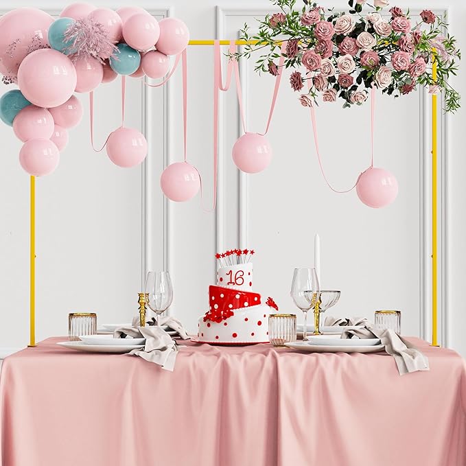 Fomcet Over The Table Rod Stand with Clamps Gold Adjustable Tables Arch 13''-42'' Tall 29"-98" Length Metal Table Arch Stand for Wedding Birthday Party Halloween Christmas Decoration
