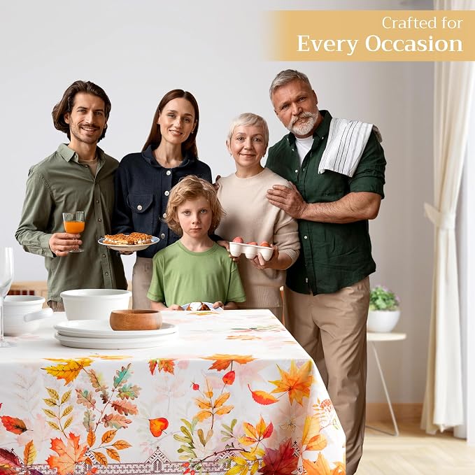 Maison d' Hermine Table Cloth Rectangle Table 100% Cotton 70 x 140 Inches Fall Tablecloth Reusable Everyday Use for Thanksgiving Christmas Decorations Dining Farmhouse Party (Amarante)