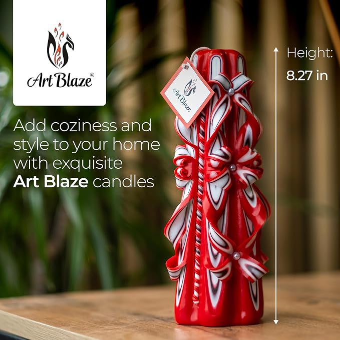 Carved Candles - Handmade Long Burning Decorative Luxury Candles - Unscented - for Home Decor, Birthdays, Anniversaries, Romantic Occasions, Gifts for Women, Christmas Gift for Mom - Scarlet Sails
