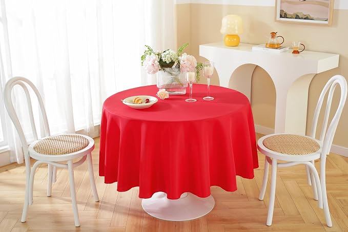5 Pack Round Tablecloth 120 Inch Red Tablecloth, Polyester Fabric Washable Table Cloth for Home, Party, Wedding or Restaurant Use.